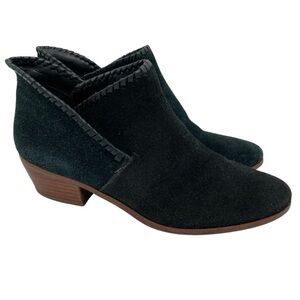Jack Rogers Sadie Black Suede Whipstitch Trim Boots